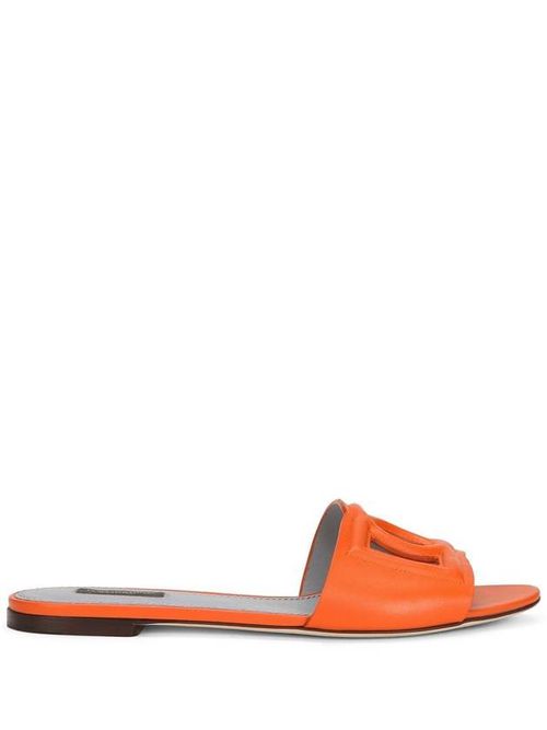 Logo-embossed mule sandals - Orange