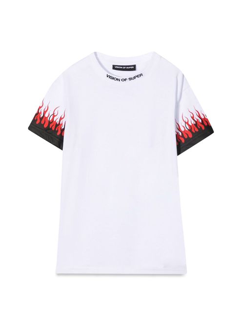 White kids tshirt with double flame