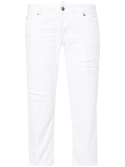 White Straight Mid Rise Jeans