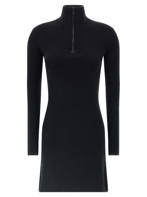 Merino Wool Half-Zip Sweater Dress — Black