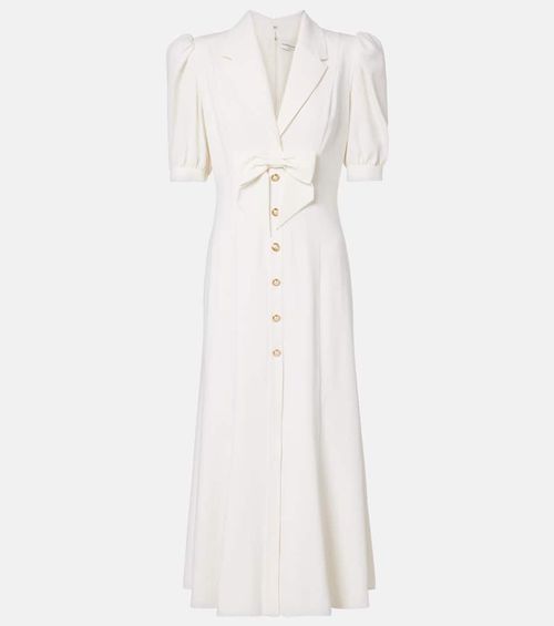 Printed wool-blend crêpe midi dress