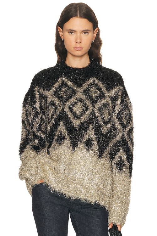 Acne Studios Kinai Tinsel Knit Sweater in Black & Gold - Black. S also in