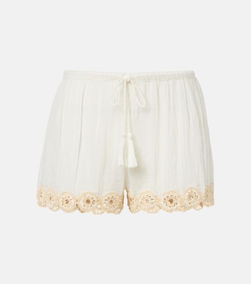 Liya crochet-trimmed cotton shorts