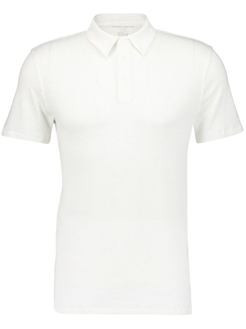 Short-sleeve stretch-linen polo shirt - White