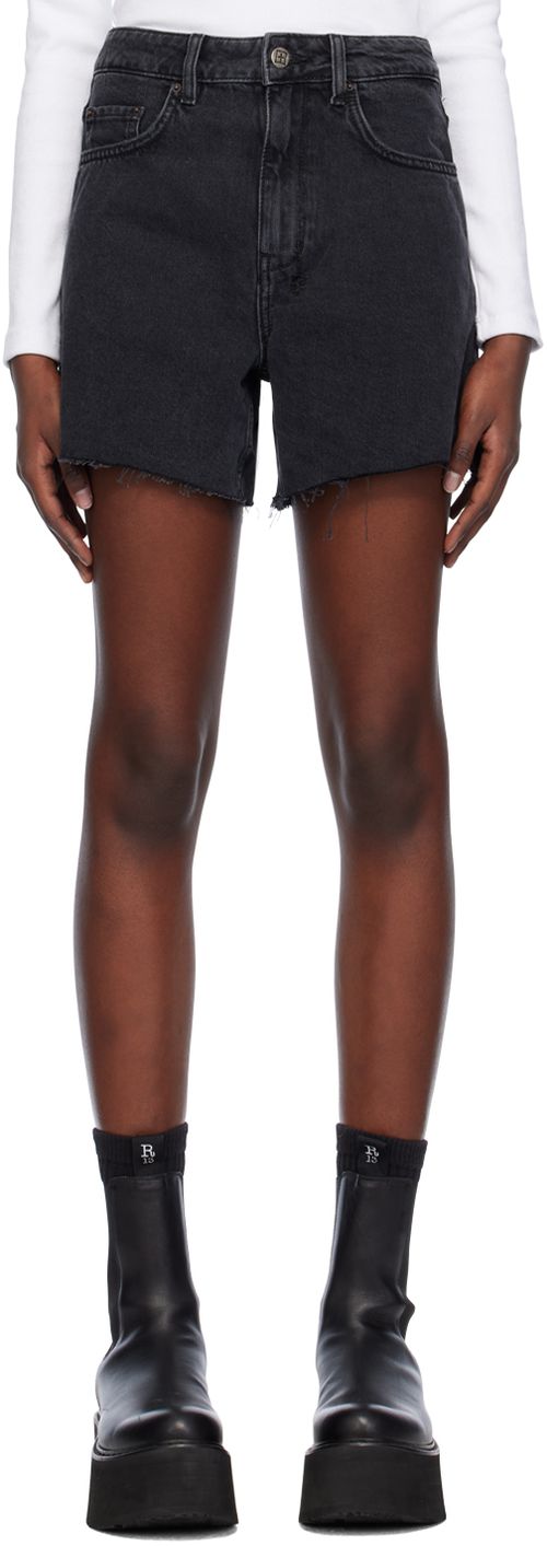 Ksubi Black Hi Line Denim Shorts
