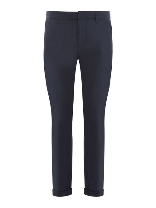Pleated cotton trousers with hidden closure