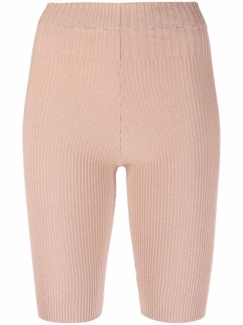 Ribbed-knit cycling shorts - Neutrals