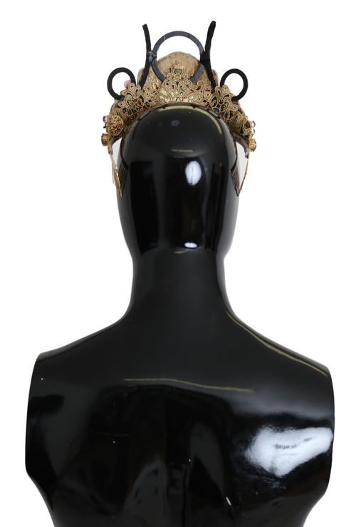 SMY100466 Gold Brass Floral Crystal Tiara — Gold