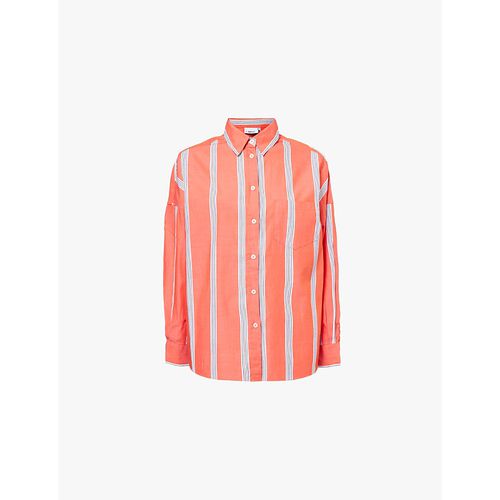 Womens Gredine Stripe-print Long-sleeve Cotton Shirt XS