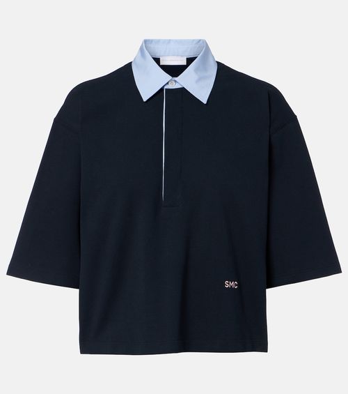 Cropped cotton piqué polo shirt