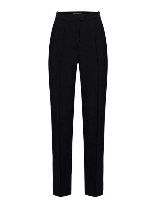 Black stretch virgin wool cigarette trousers