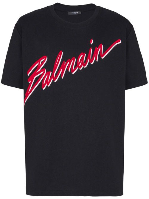 Flocked-logo t-shirt - Black