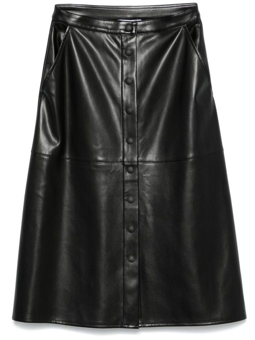 Faux-leather midi skirt - Black