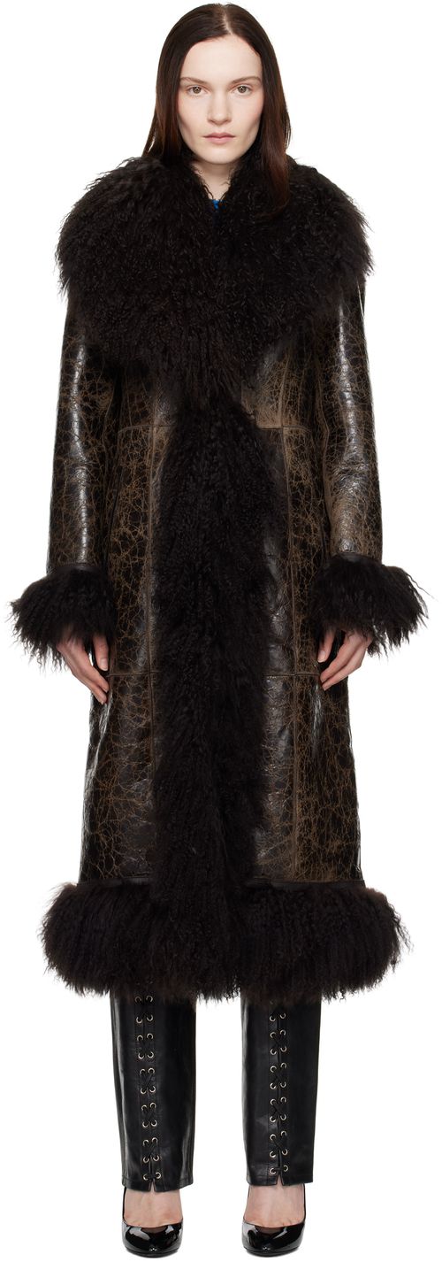 Saks Potts Brown Bonna Shearling Coat