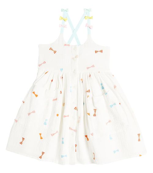 Stella McCartney Kids Embroidered bow-detail cotton dress