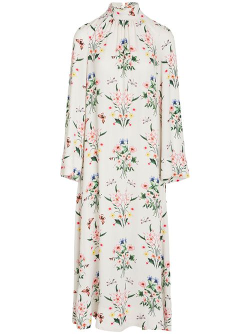 Floral-print midi-dress - White