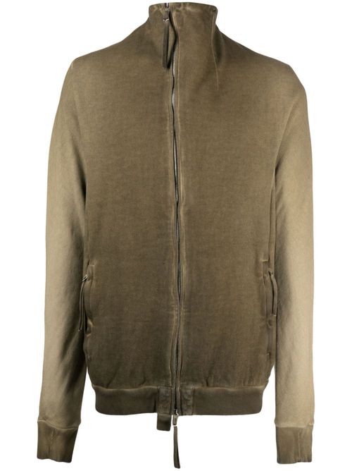 Gradient-effect zipped cotton cardigan - Green