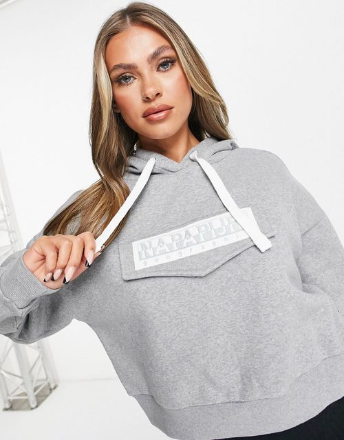 Burgee cropped hoodie in light grey