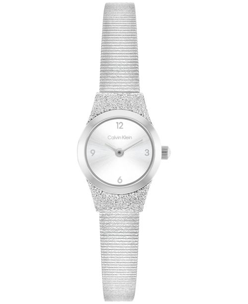 Women's Contemporary Silver Tone Stainless Steel Mesh Bracelet Watch, 18mm - Silver