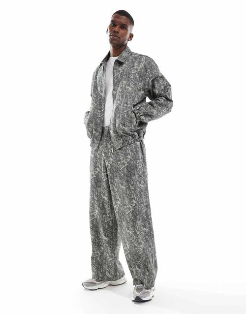 ASOS DESIGN oversized bomber jacket in camo print - part of a set-Multi