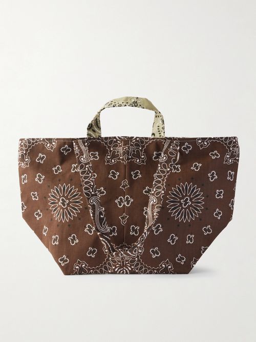 Bandana-print Cotton-canvas Tote - Brown
