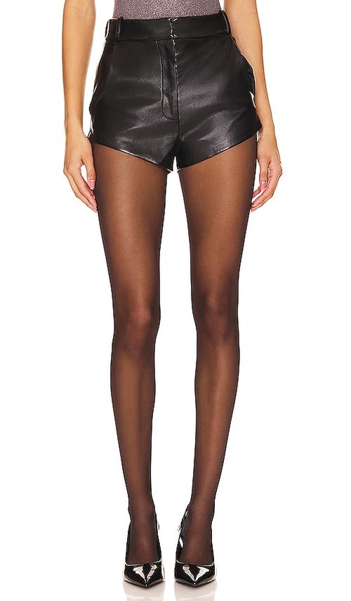 Amanda Uprichard X Revolve Kelso Faux Leather Shorts in Black. - XS also in S, M