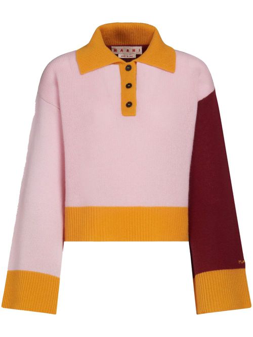 Colour-block-design knit cashmere jumper - Pink
