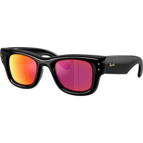 Ray - Ban Unisex Ray - Ban RB4940 WAYFARER PUFFER 601/6Q Sunglasses Nylon Black Brown Squared Mirror