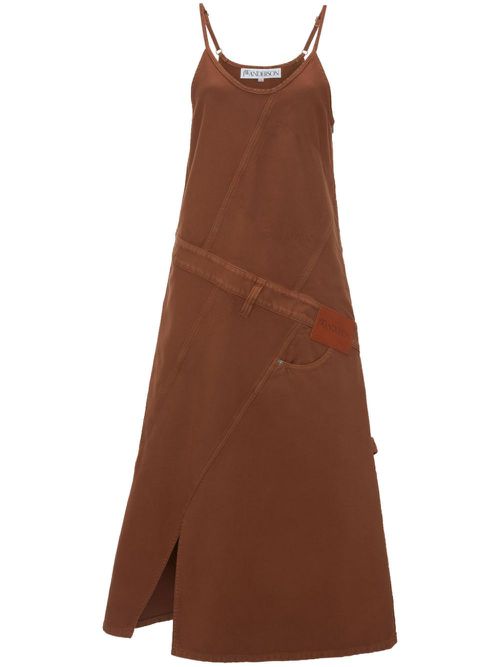 Brown Logo-Appliqué Midi Dress - Women's - Cotton