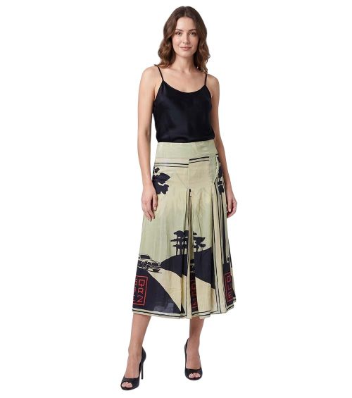 Multicolor Printed Midi Skirt