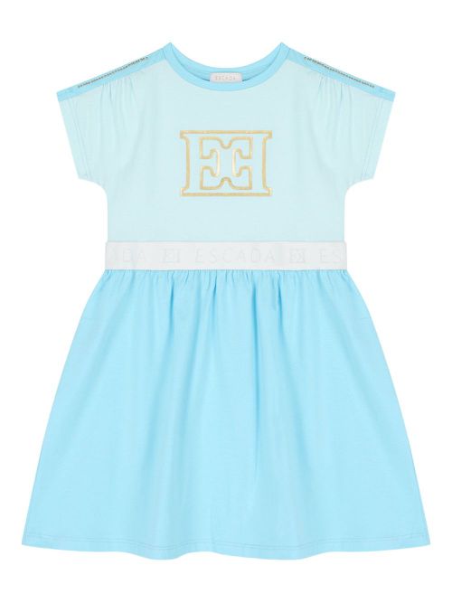 Escada Kids logo-print dress - Blue