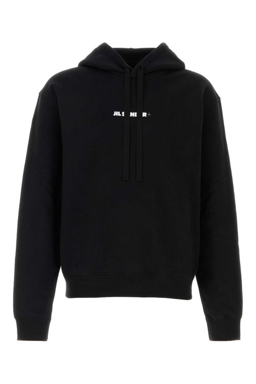 Long-sleeved Cotton Terry Hooded Sweatshirt with + Printed Logo