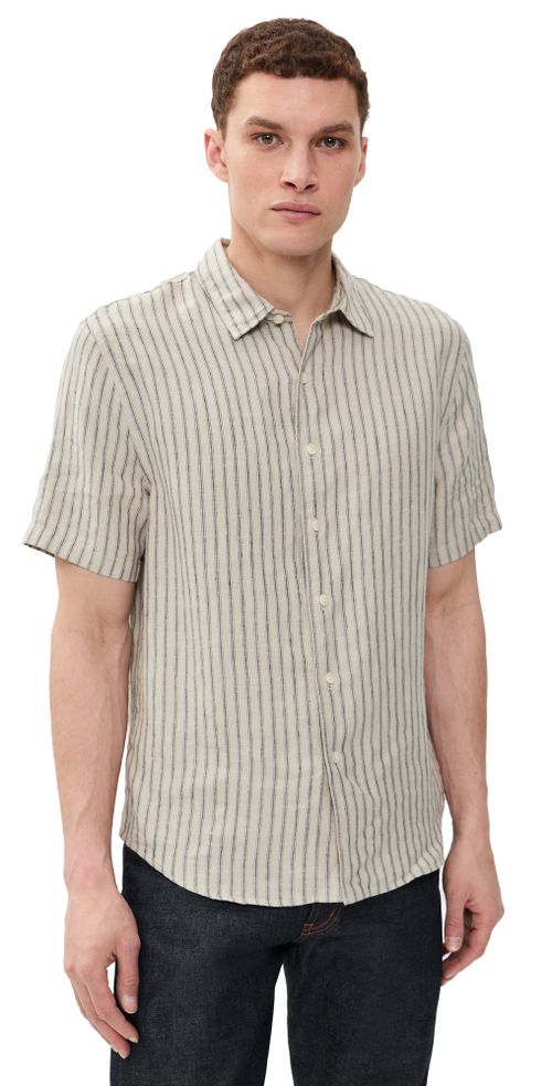 Ballston Stripe Short Sleeve Hemp Shirt Parchment/Coastal Stripe