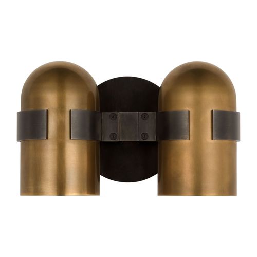 Octavia 2-Light LED Wall Sconce in Blackened Bronze with Bright Worn Bra