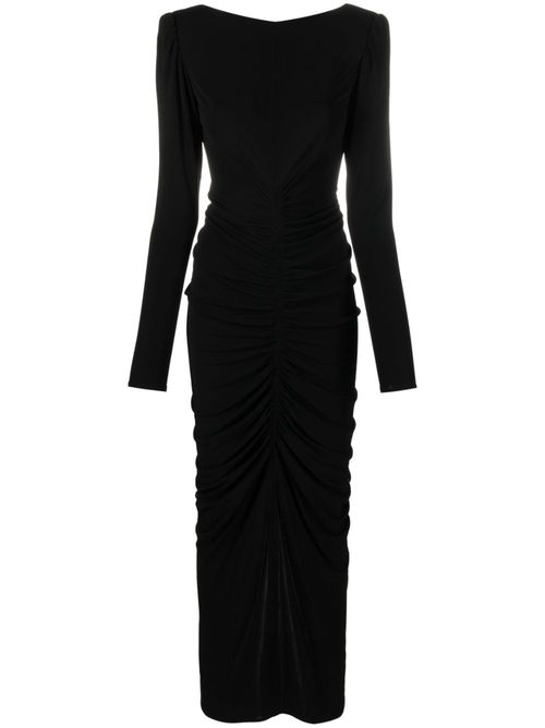 Long-sleeved draped gown - Black