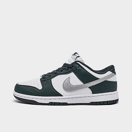 Women's Dunk Low Casual Shoes in Seaweed/Metallic SIlver/White