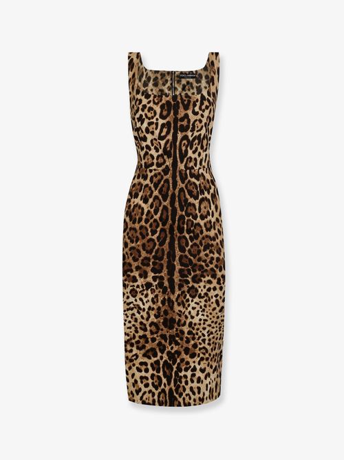 Silk-Blend Animal Print Midi Dress — Multicolor