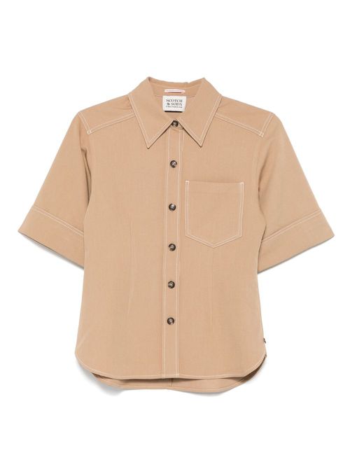 Gabardine-weave shirt - Brown