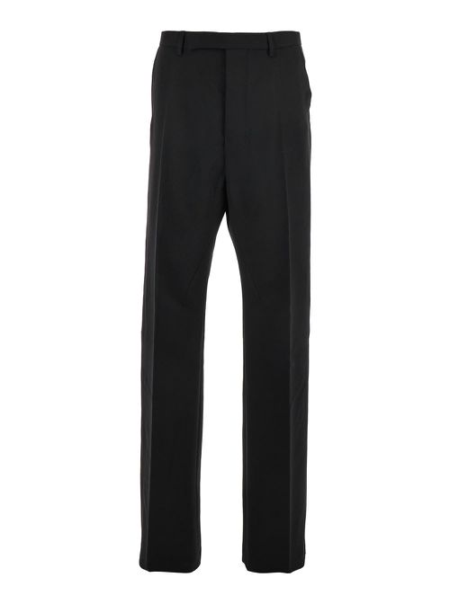 Geth Black Tailored Trousers With Belt Loops In Wool Man