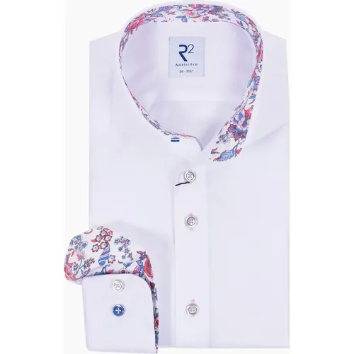 Men's R2 LONG SLEEVED CUT AWAY COLLAR SHIRT WHITE