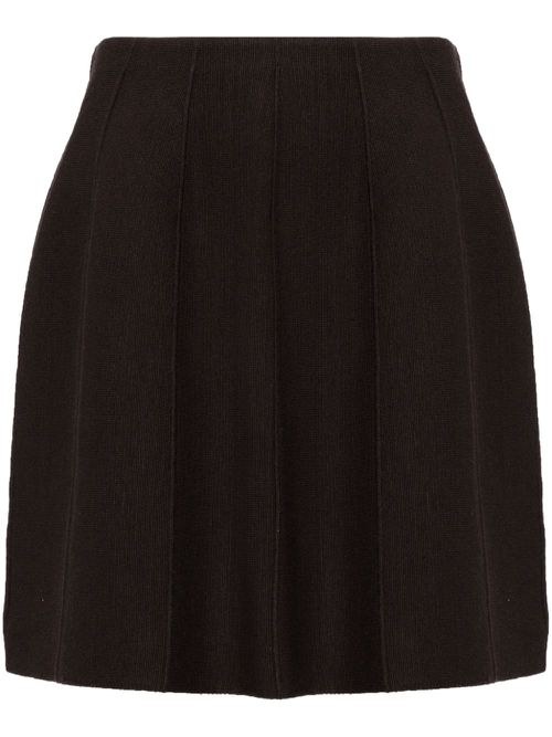 Ribbed-detailed knitted skirt - Brown