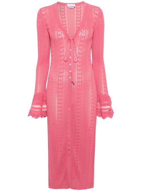 Pointelle-knit V-neck maxi dress - Pink