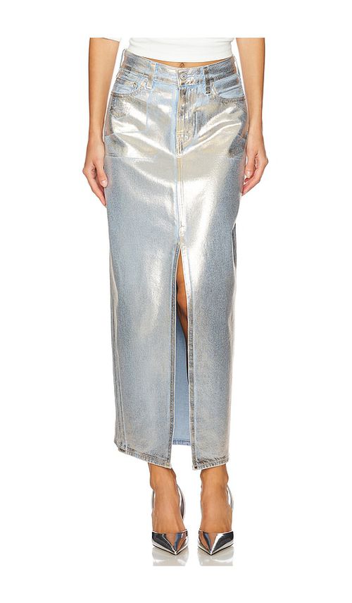 LEVI'S Column Skirt in Metallic Silver, grey.  28. Also in