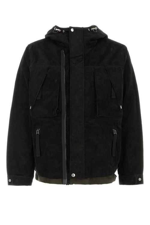 Corduroy Hooded Jacket — Black