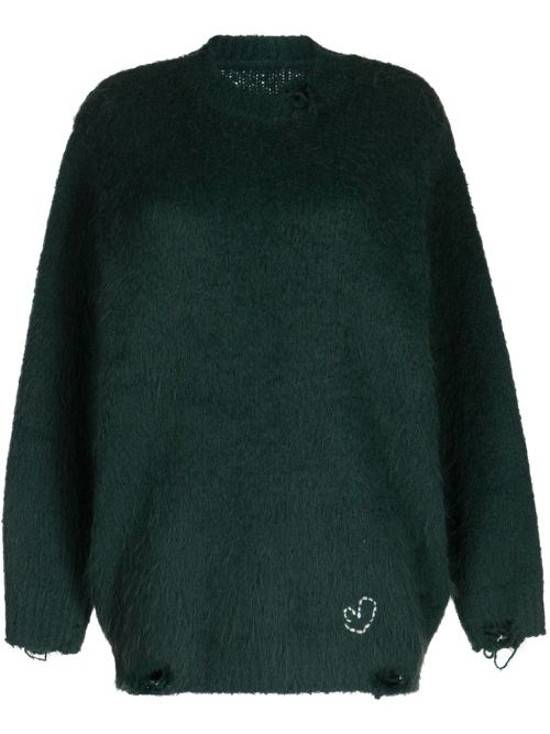 Distressed brushed jumper - Green