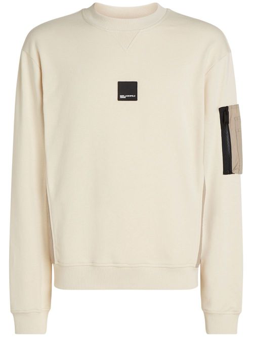 Panelled cotton sweatshirt - Neutrals