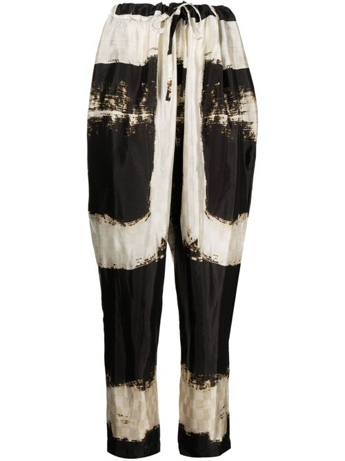 Drawstring tapered-leg trousers - Black
