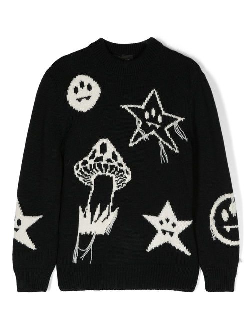 Stars-intarsiaknit jumper - Black