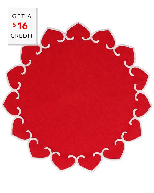 Tessuti Red Round Placemats With White Stitching ( With $16 Credit