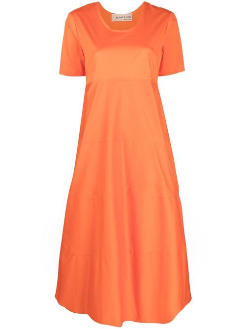 Tiered short-sleeve dress - Orange